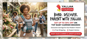 Parent using baby carrier outdoors