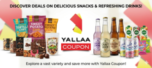 Assorted snacks and beverages including chips, juice, and soft drinks on table